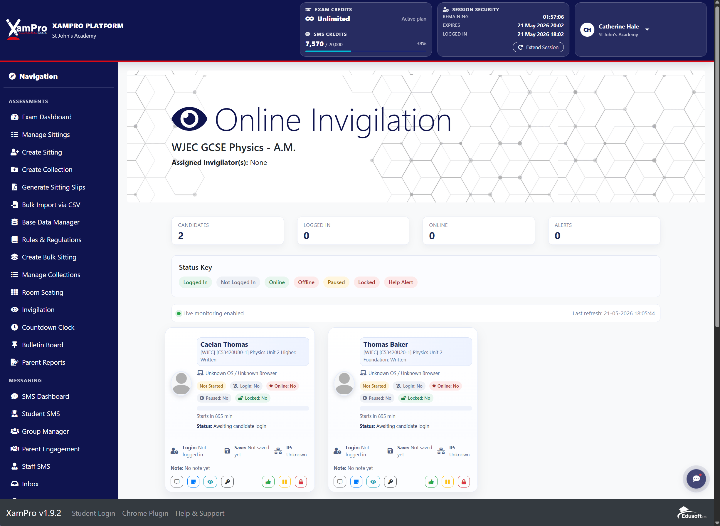 XamPro Invigilation Dashboard